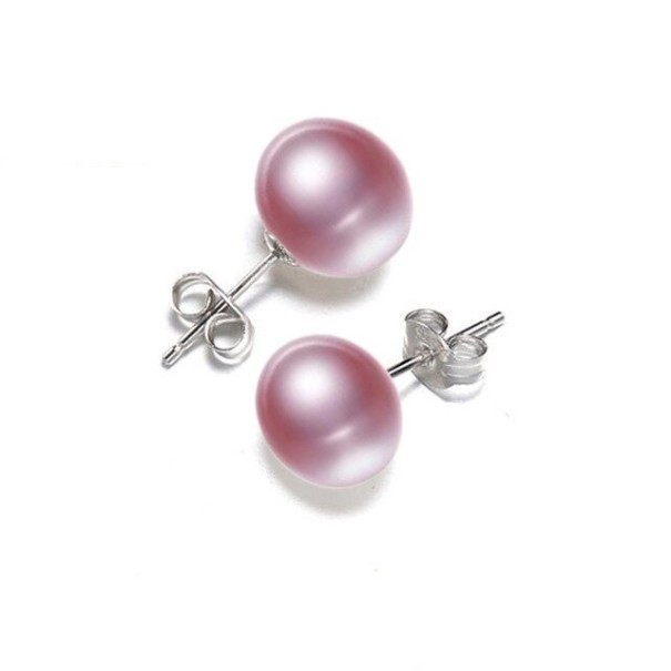 Dames parel oorbellen A2749 paars 7 mm