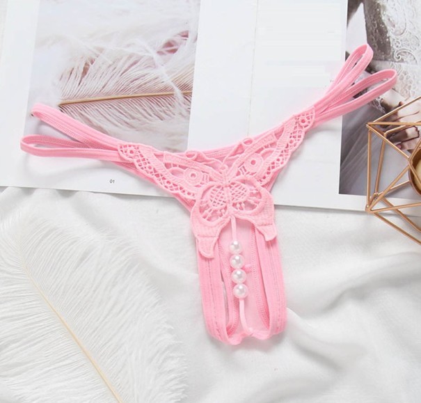 Dames parel slipje Butterfly roze