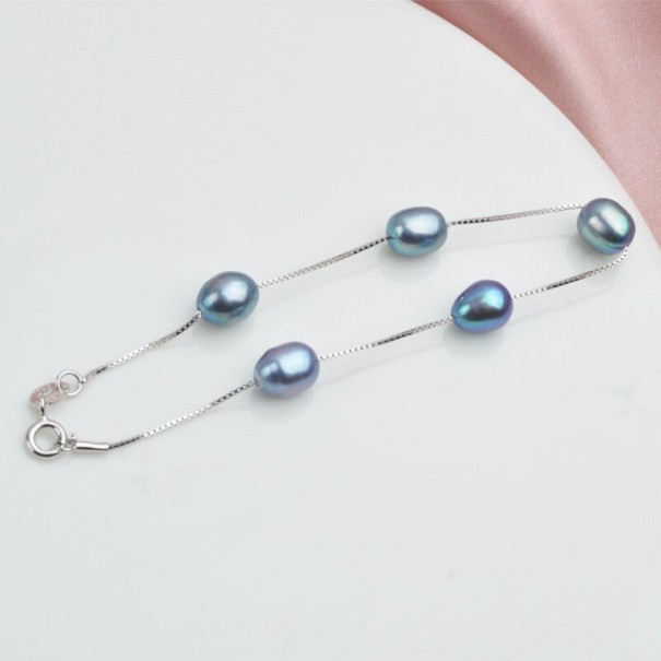 Dames parelarmband P48 blauw 1
