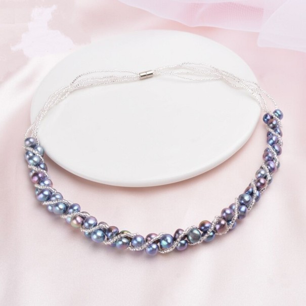 Dames parelketting G632 zwart