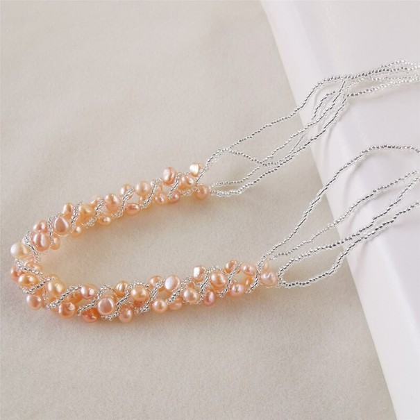 Dames parelketting M113 roze