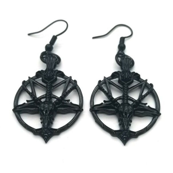 Dames pentagram oorbellen zwart