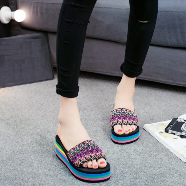 Dames platform pantoffels A2460 paars 35