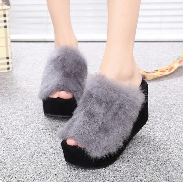 Dames platform pantoffels A2461 grijs 38