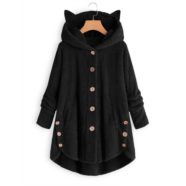 Dames pluizige sweater met oren donkergrijs S