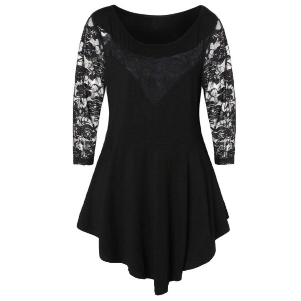 Dames Plus Size Top A952 zwart 4XL