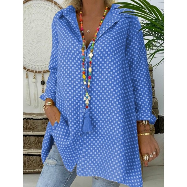 Dames polkadot shirt Linda blauw S