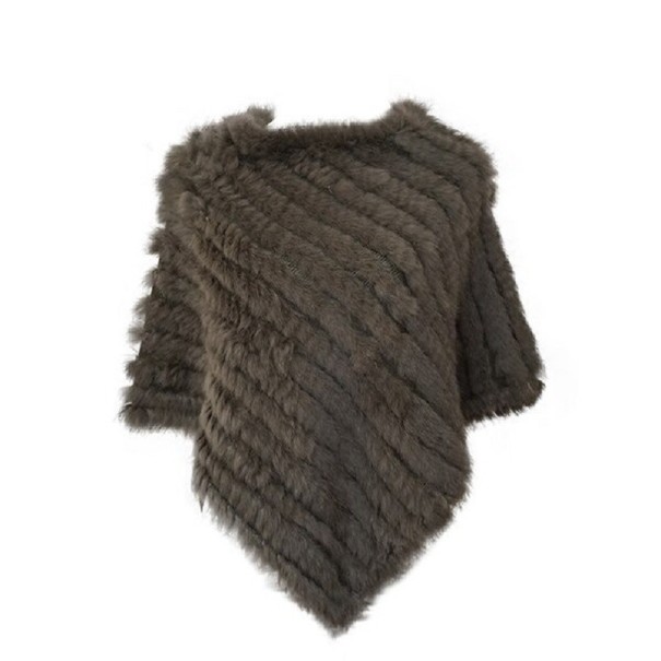 Dames poncho van konijnenbont P2256 bruin
