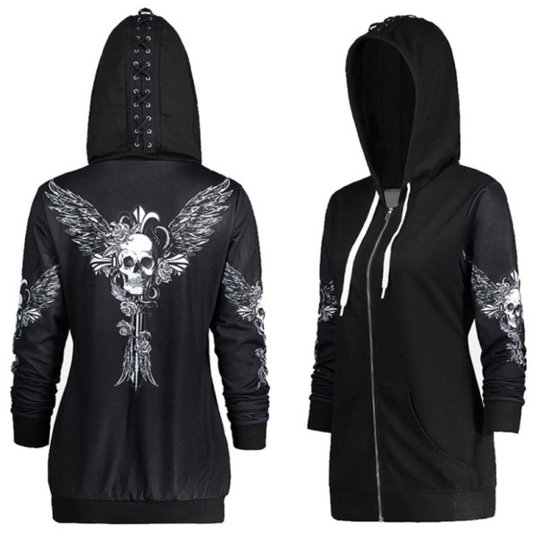 Dames punk sweatshirt zwart