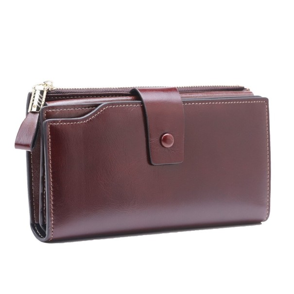Dames retro leren portemonnee M151 donkerbruin