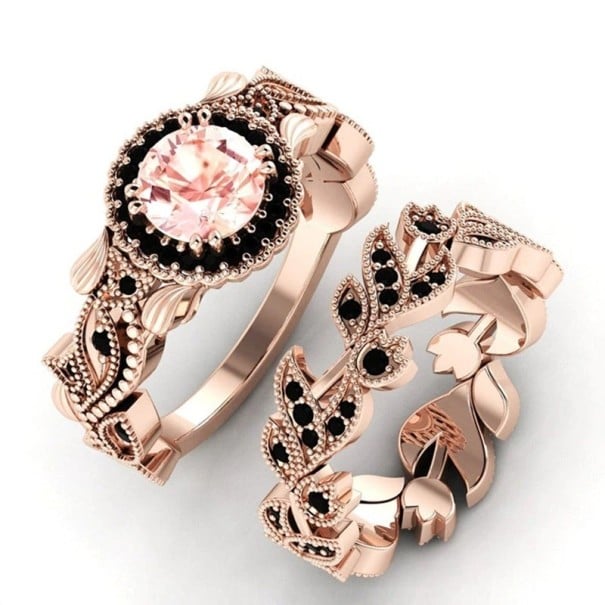 Dames ringset 2 stuks D2444 oudroze 8