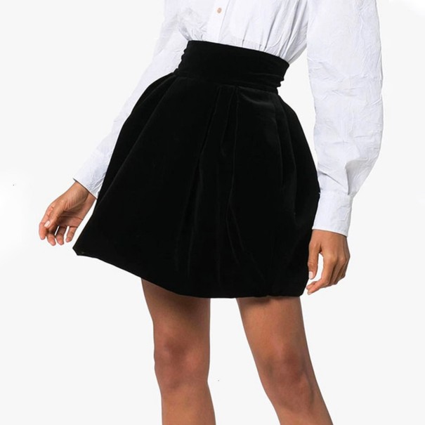 Dames rok met hoge taille, zwart XS