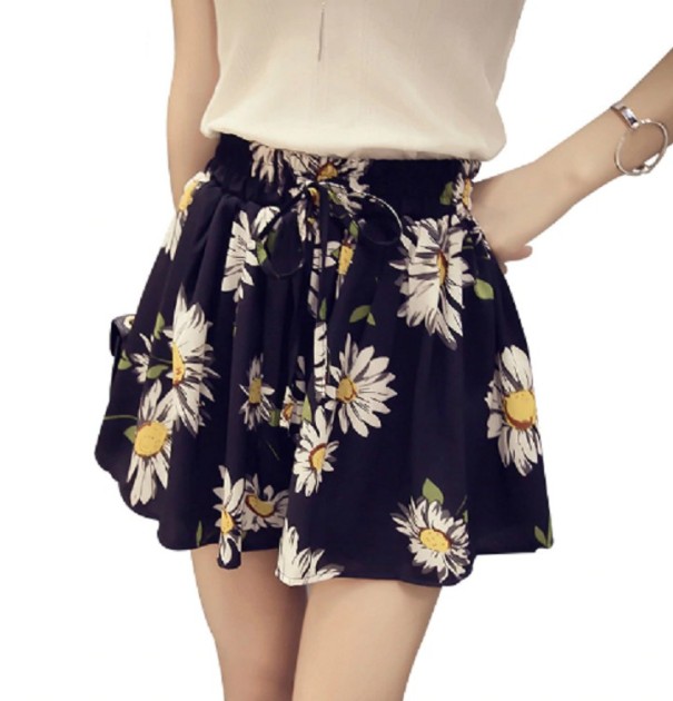 Dames rok shorts met bloemen XL