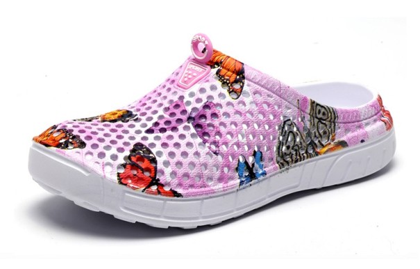 Dames rubberen slippers met vlinderprint roze 41