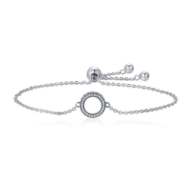 Dames schakelarmband met ring P146 zilver