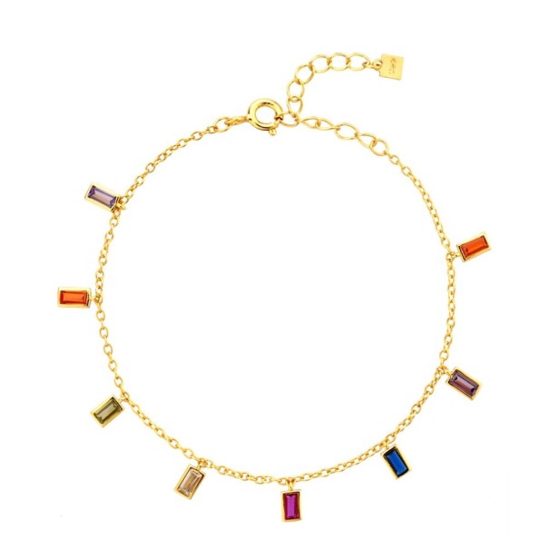 Dames schakelarmband met stenen H136 goud