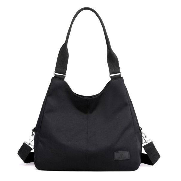 Dames schoudertas met twee handvatten en een brede afneembare schouderband Ruime tas voor elke dag van nylon en polyester 38 x 34 x 14 cm zwart