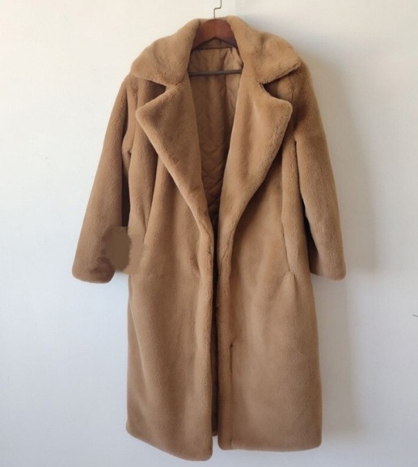 Dames shaggy jas lichtbruin S