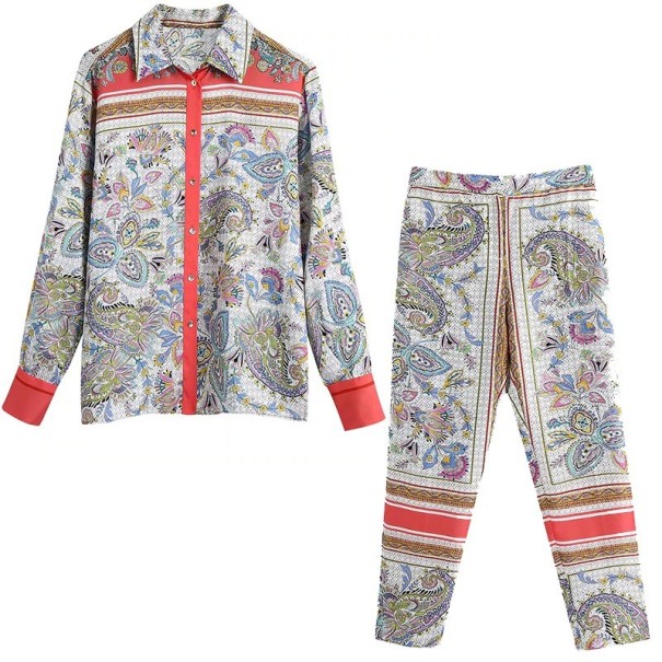 Dames shirt en gebloemde broek M