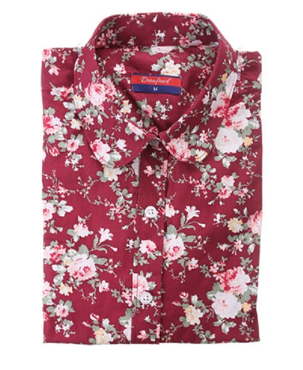 Dames shirt met bloemen A2290 rood M
