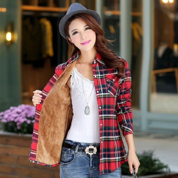Dames shirt met bont P1354