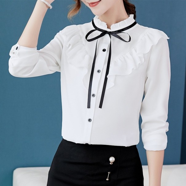 Dames shirt met ruches wit S