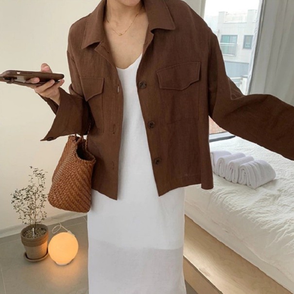 Dames shirt P1939 bruin M
