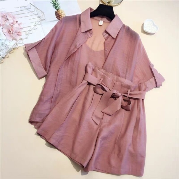 Dames shirt, tanktop en short oudroze XS