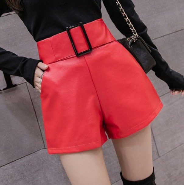Dames shorts met hoge taille rood S
