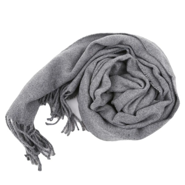 Dames sjaal 174 x 33 cm Effen kasjmier en polyester sjaal met franjes Warme zachte elegante winteraccessoire Stijlvolle comfortabele sjaal voor dagelijks gebruik donkergrijs