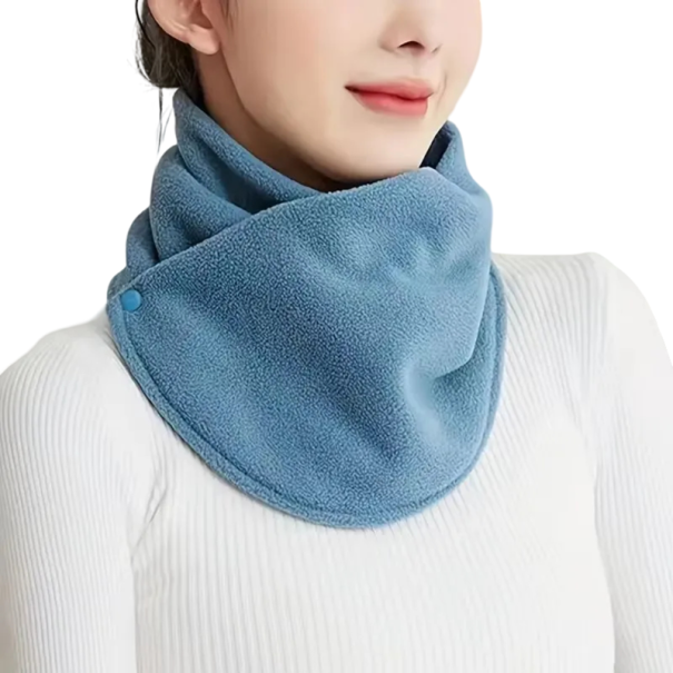 Dames sjaal met drukknoop Polyester warme kraag Effen elegante accessoire voor de winter Comfortabele winter sjaal met drukknoopsluiting blauw