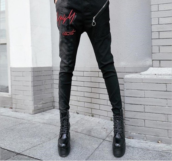 Dames slim broek met rits, zwart XL