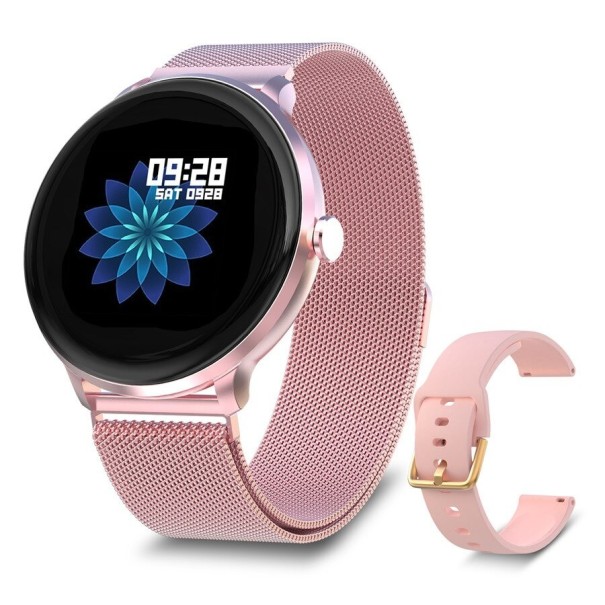 Dames smartwatch met verwisselbare band roze