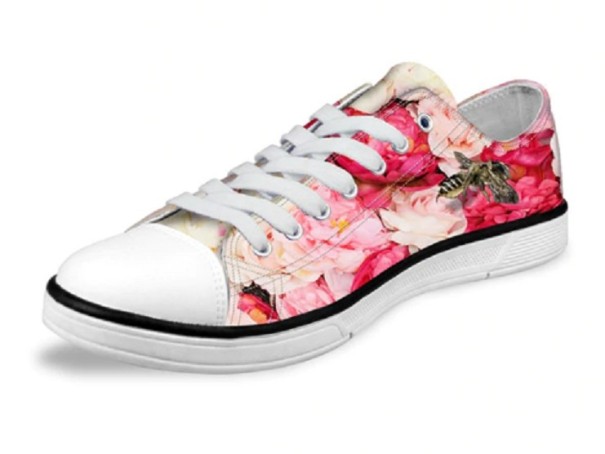 Dames sneakers met bijenprint J1179 roze 38