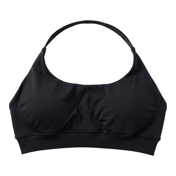 Dames sportbh achter de nek met ronde hals en brede geribbelde onderrand in korte snit voor yoga en fitness zwart XL