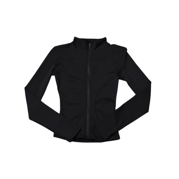 Dames sportjack met opstaande kraag Slim-fit snit Snel drogend materiaal Ademend functioneel design Lichtgewicht jack voor training zwart L