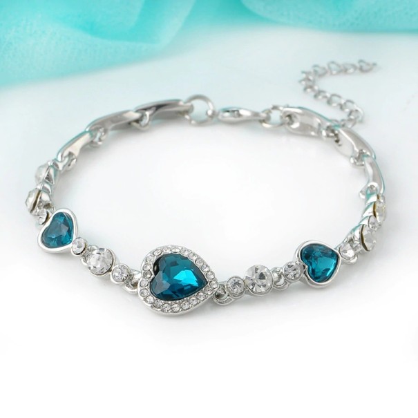 Dames stenen armband met hartjes blauw