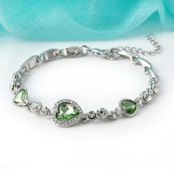 Dames stenen armband met hartjes groen