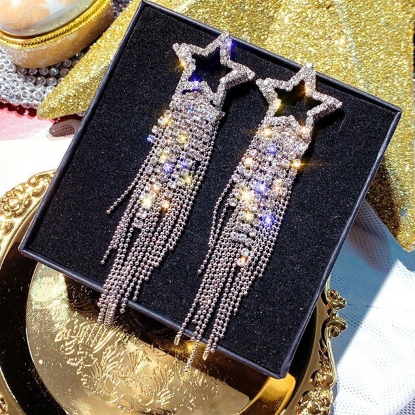 Dames ster oorbellen met zirkonen zilver