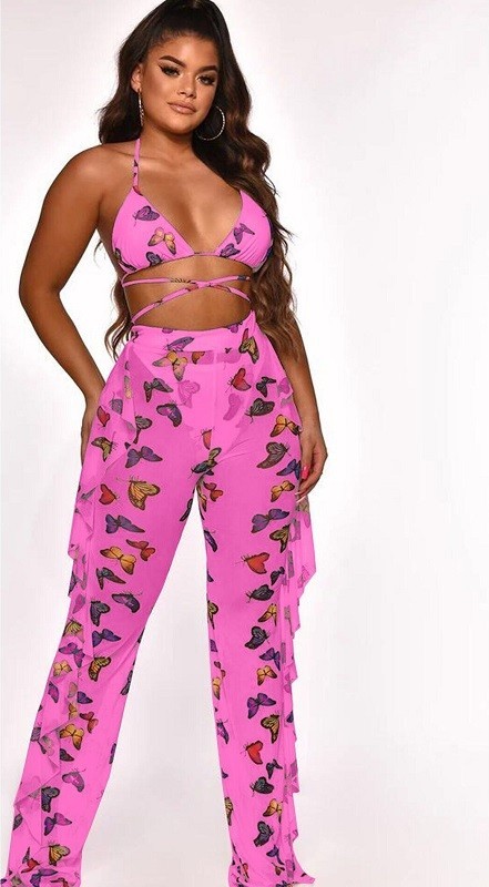 Dames strand crop top en broek P443 L 10