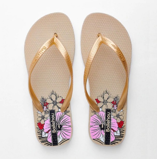 Dames strand slippers A2575 goud 38