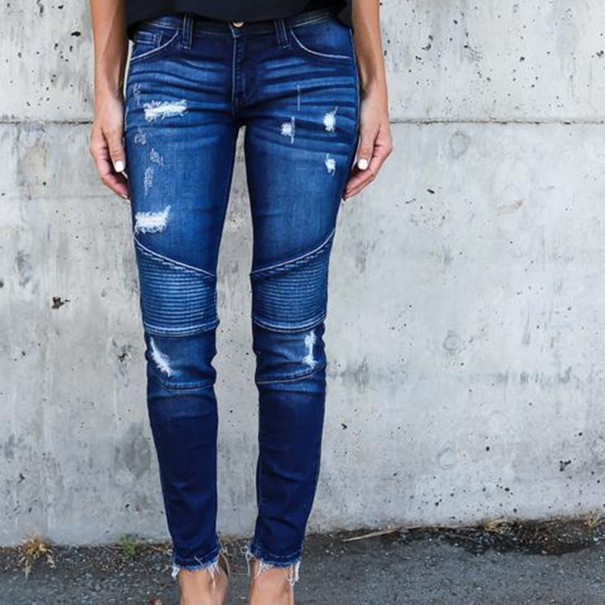 Dames stretch slim jeans J1156 donkerblauw L