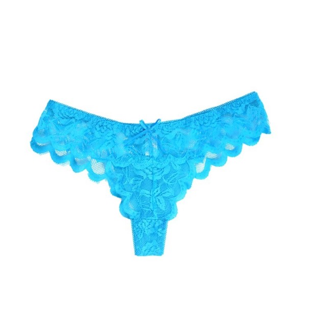 Dames string met kant J803 lichtblauw L