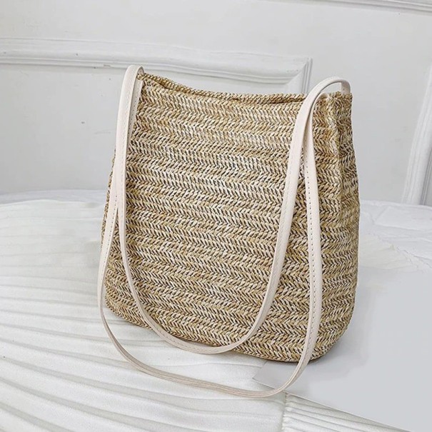 Dames stro handtas M1474 wit