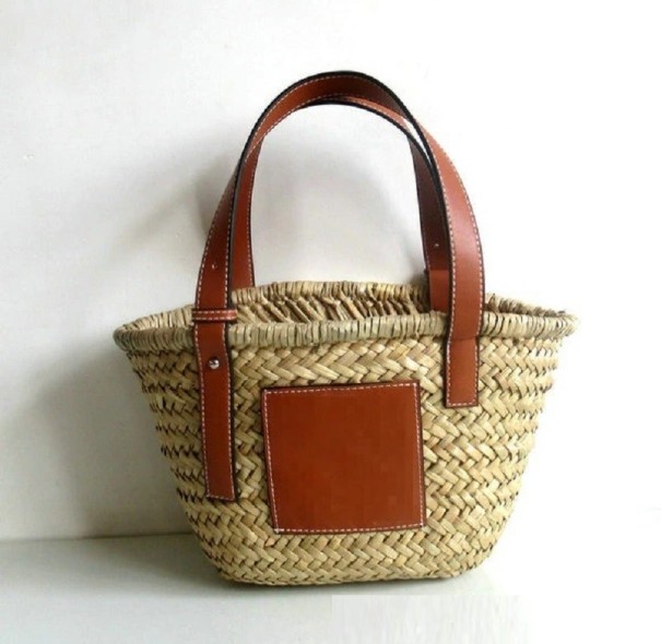 Dames stro handtas M1527 bruin L
