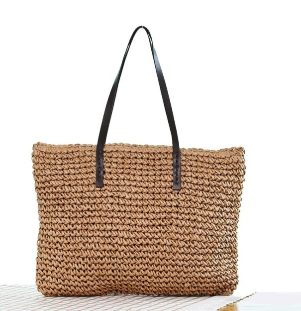Dames stro handtas M1545 bruin
