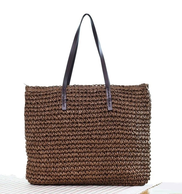 Dames stro handtas M1545 donkerbruin