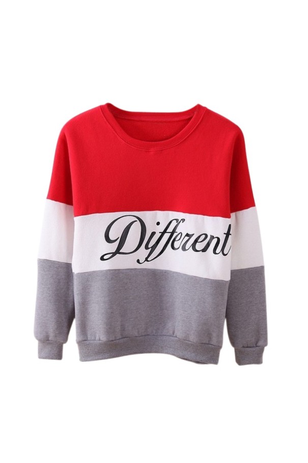 Dames sweatshirt Different J1670 rood-grijs L