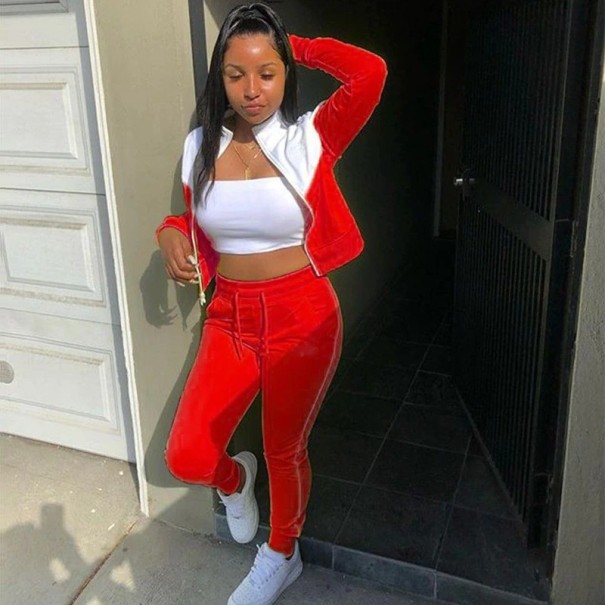 Dames sweatshirt en joggingbroek B1233 rood XS