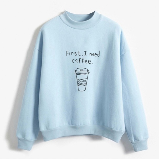 Dames sweatshirt KOFFIE lichtblauw XL